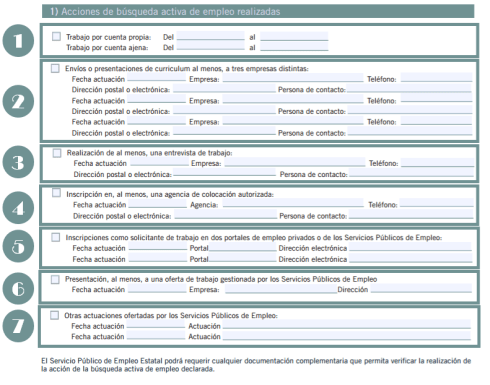 Declaración de búsqueda activa de empleo