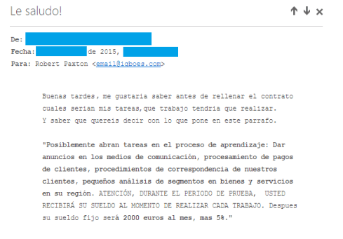 Ofertas de empleo falsas - correo 2